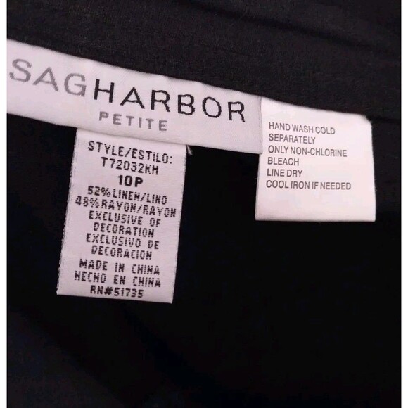 Sag Harbor Skirt Sz 10P Black Linen/Rayon Whimsigoth Dark Romantic Daisy Floral - Picture 7 of 7